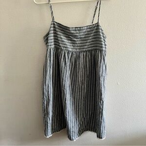 Copper Key Mini Dress , blue and white striped dress with pockets, Size M